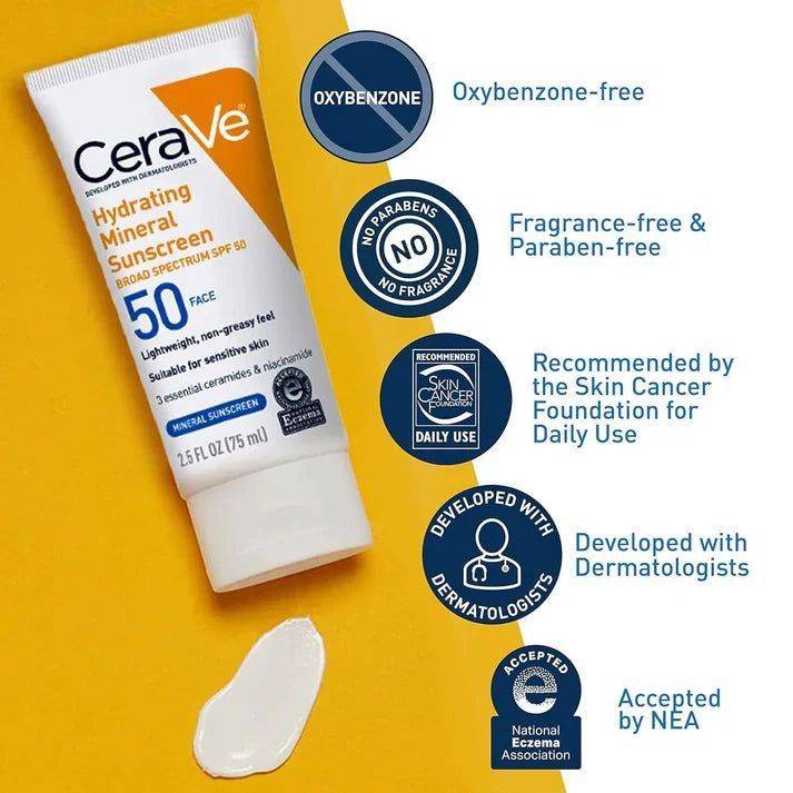 Cerave Hydrating Mineral Sunscreen SPF 50 Face  75 ml product image