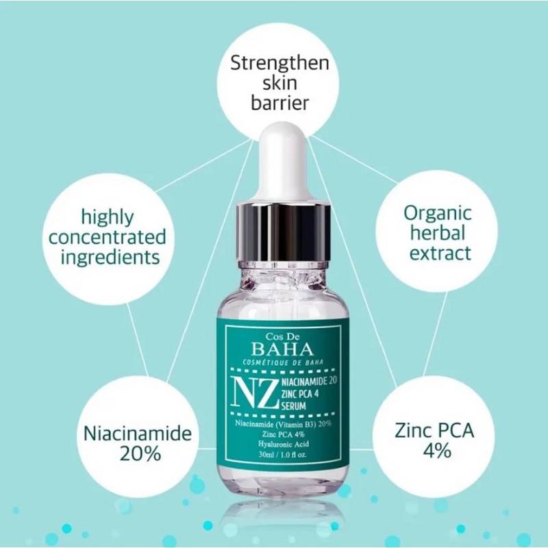 Cos De Baha Niacinamide 20% + Zinc 4% Serum (NZ) 30ml product image