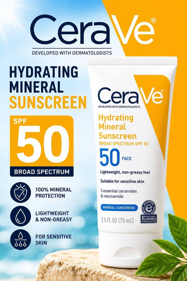 Cerave Hydrating Mineral Sunscreen SPF 50 Face  75 ml product image