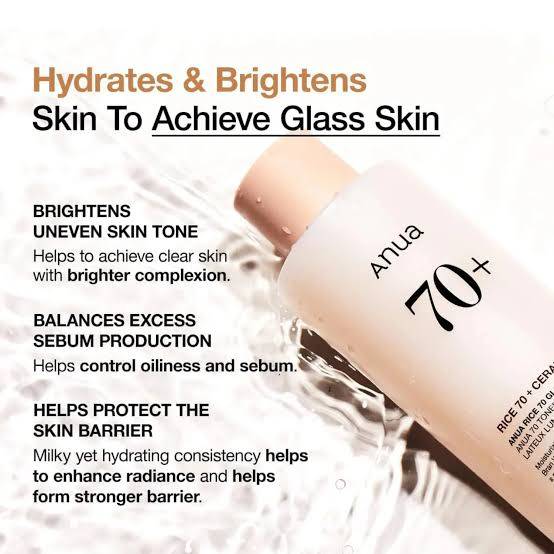 Anua Rice 70 Glow Milky Toner 250ml Buy And Get Beauty Glazed Primer 1 product image