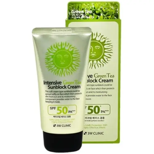 3W Clinic Intensive Green Tea Sunblock Cream SPF 50+PA+++