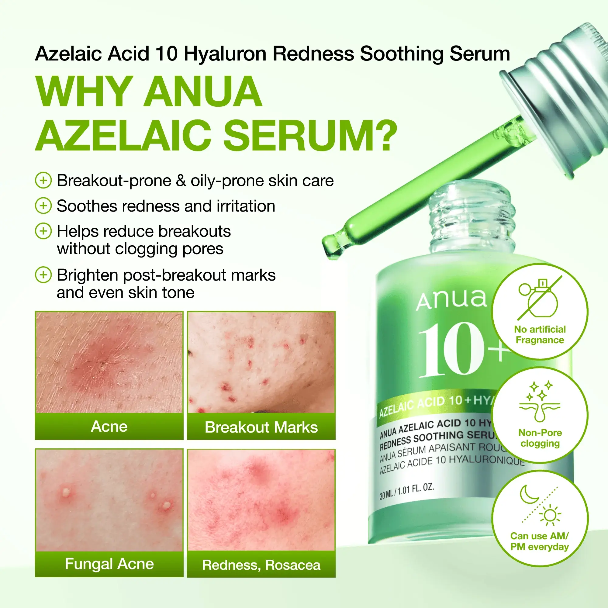 ANUA Azelaic Acid 10 Hyaluron Redness Soothing Serum  10ml product image