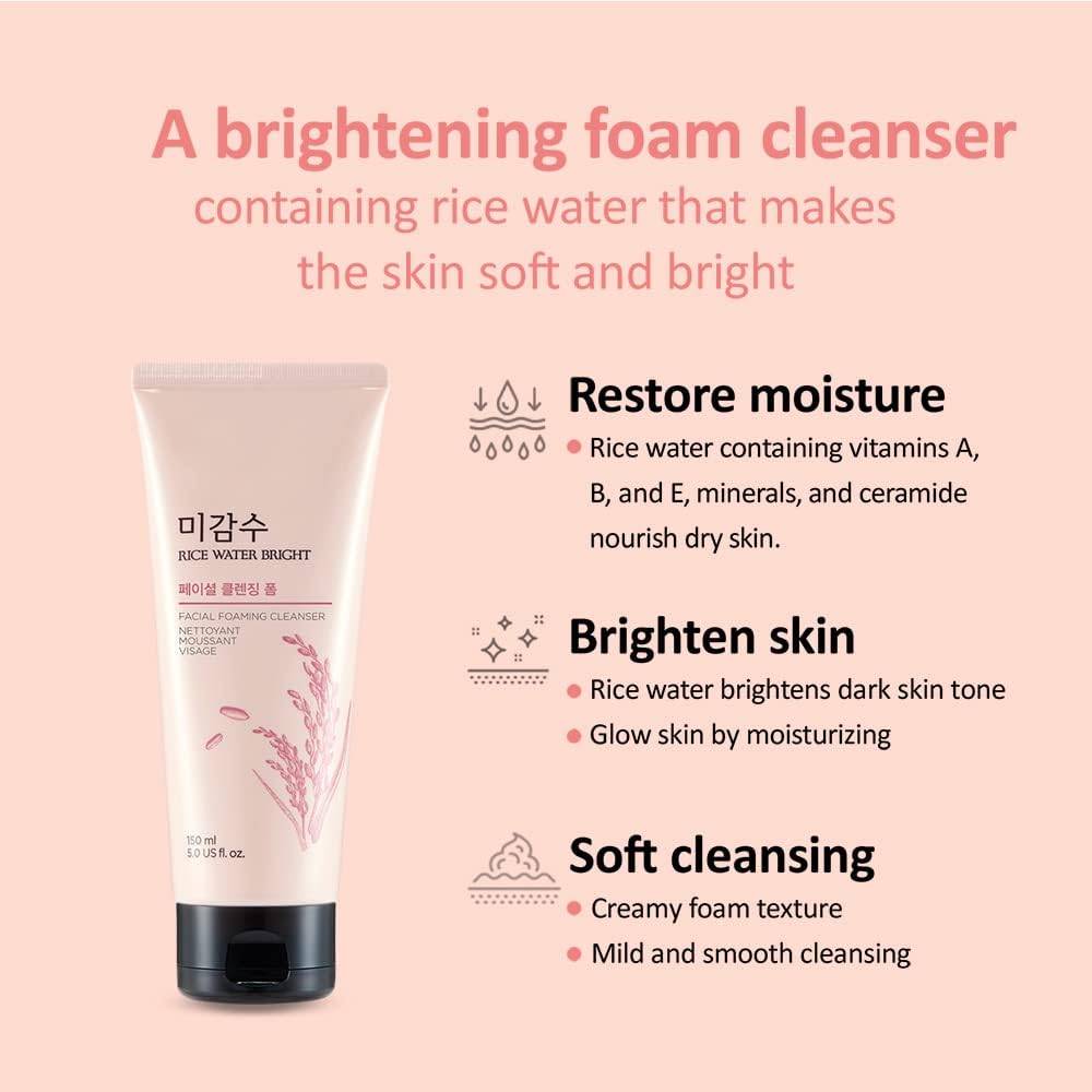 The Face Shop Rice Water Bright Foaming Cleanser 150ml & THE FACE SHOP The Therapy Vegan Blending Serum 20ml product image